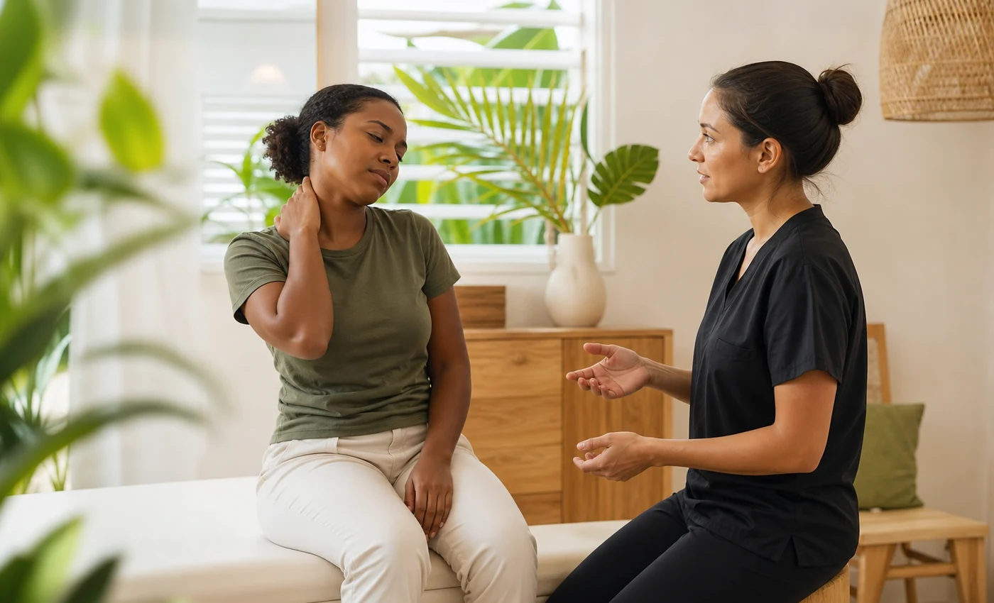 Consultation ostéopathique douce pour une douleur cervicale en Guadeloupe